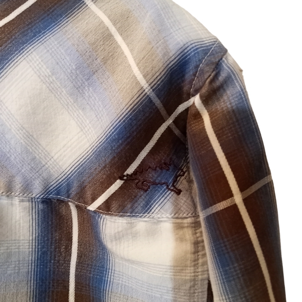 Horny Toad Blue / Brown Plaid Button-up Long Sleeve Men's Shirt Size Large - Picture 6 of 12
